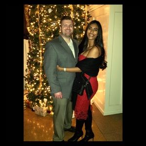 Missguided formal midi red dress